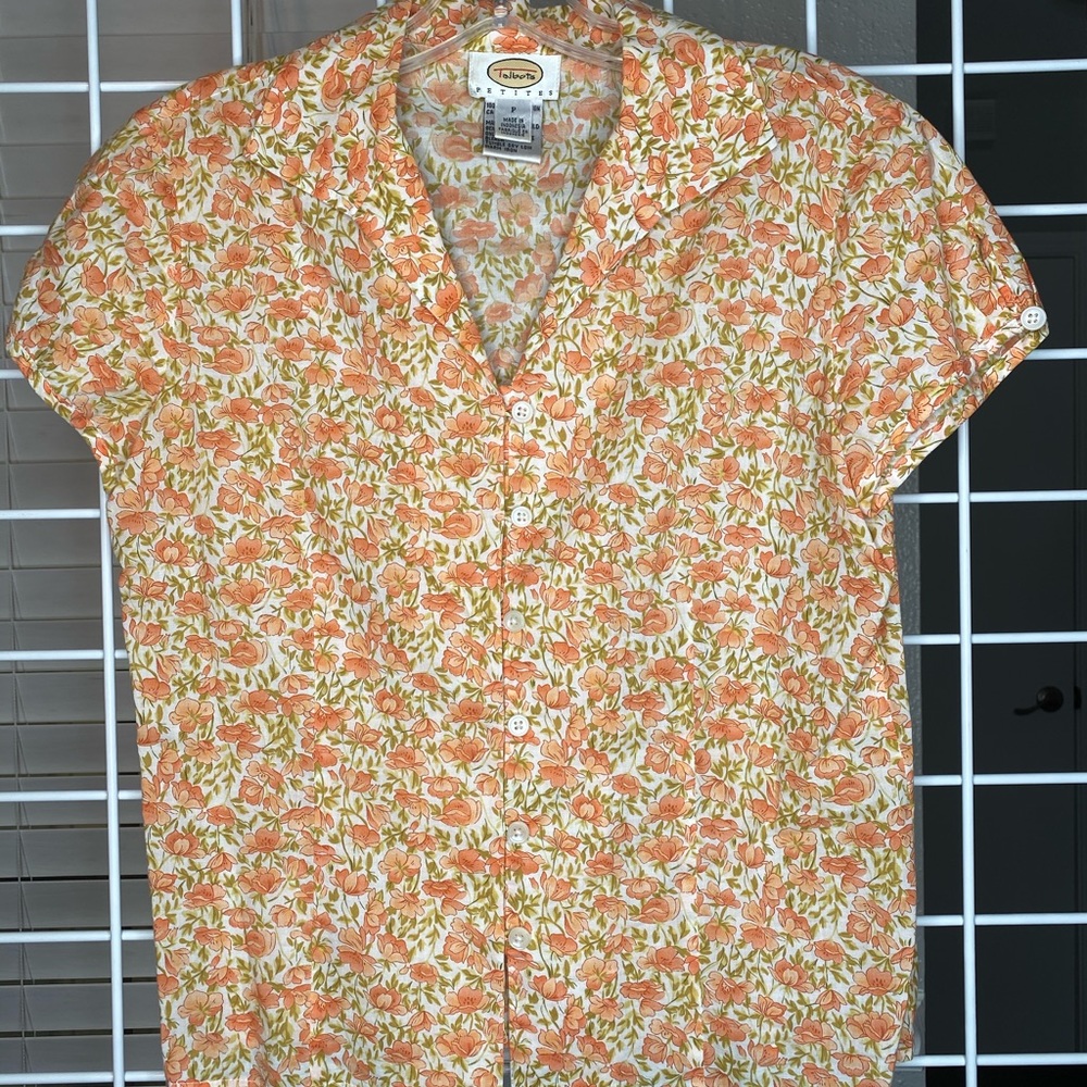 Ivory peach garden floral shirt